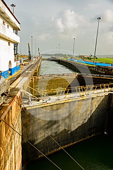 Massive gates at the Gatun locks