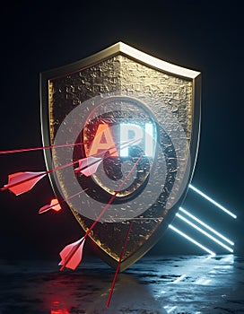 Massive Golden Shield Protecting Glowing API Endpoints from Attacks