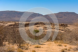 Massive granite rock formation in the Erongo Mountains, Namibia