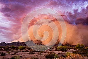 Massive haboob dust storm in the desert