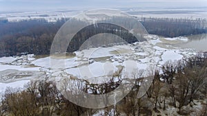 Massive ice floes on Tisza river