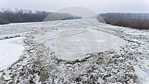 Massive ice floes on Tisza river