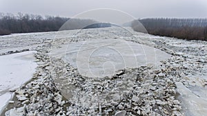 Massive ice floes on Tisza river