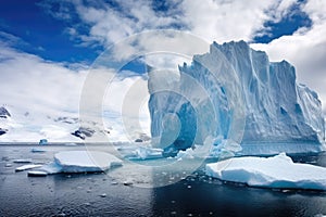 massive iceberg breaking off a glacier
