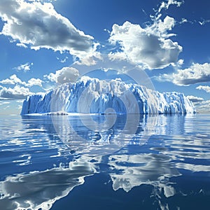 Massive iceberg drifting in body of water