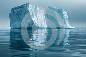 Massive Iceberg Floating in the Middle of the Ocean. Generative AI