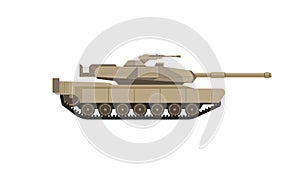 Massive military tank with big cannon isolated illustration