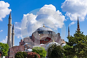 The massive Mosque of Hagia Sophia in Istanbul