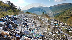 Massive mounds of plastic and garbage discarded in the remote, untouched mountains