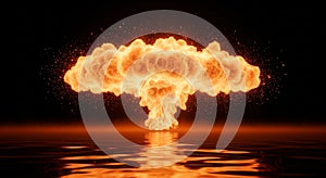 Massive nuclear explosion mushroom cloud dramatic background