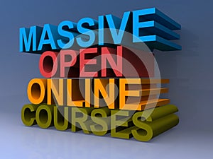 Massive open online courses 3d colorful font