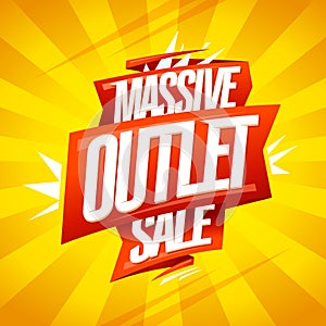 Massive outlet sale vector banner, advertising discounts poster