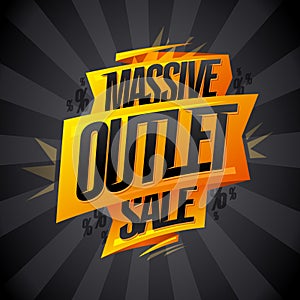 Massive outlet sale vector banner design with origami ribbon