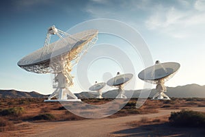 Massive Radio telescope pointing sky. Generate Ai