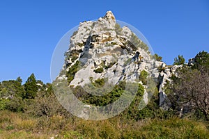 Massive rock formation near Les Baux de Provence