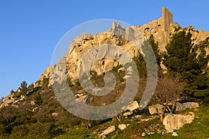 The massive rock of Les Baux de Provence