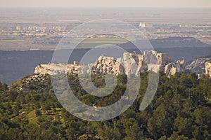 The massive rock of Les Baux de Provence