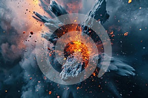 Massive Rocks explosion. Generate Ai