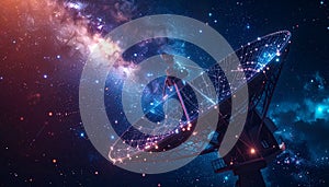 Futuristic Satellite Array in a Cosmic Nebula