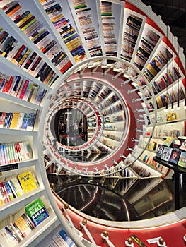 Massive Spiraling Staircase in Zhongshuge Bookstore in Shenzhen, China