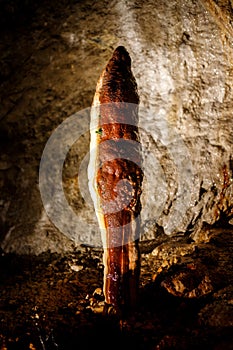 Massive stalagmite in a cave