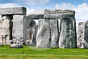 Massive stone trilithons of Stonehenge World Heritage site, Salisbury Plain, Wiltshire, UK.