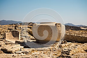 A massive stone vase in ancient Acropolis site in Limassol