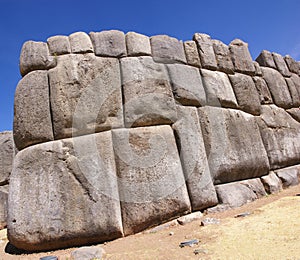 Massive stones in Inca fortress walls