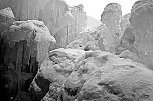 This massive structure of ice and snow is known as a ice castle.