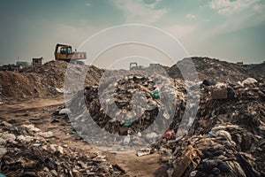 Massive Trash Heap In Landfill. Generative AI