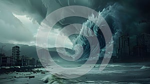 Massive Tsunami Wave Ai generated