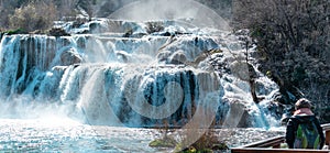 Massive waterfall on the Krka river on Croatia