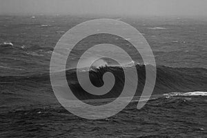 Massive Wave Breaking on Shallow Reef Black and White