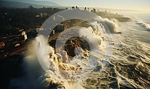 Massive Wave Crashes Shore