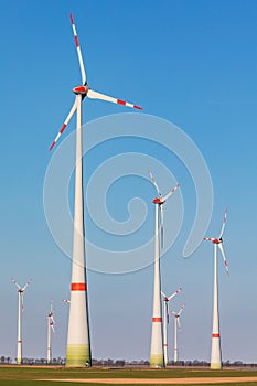 Massive wind turbines on an onshore wind farm