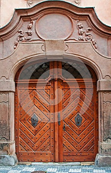 Massive wooden door