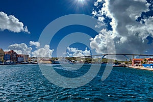 Massive Yacht by Queens Bridge in Sunny Curacao