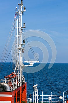 Mast of an anchor handling tug boat