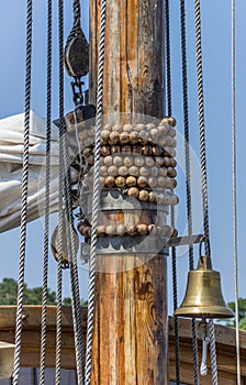 Mast and bell of an old sailboat