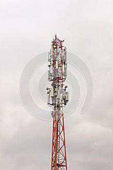 mast with installed antennas for communication