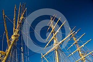 Mast on an old wooden sail ship