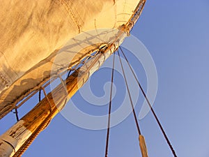 Mast of a sailing boat and blue sky