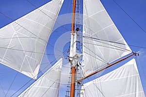 Mast and sails of sailing boat