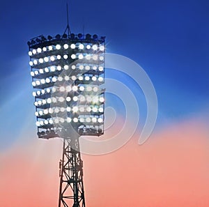 Mast with spotlights