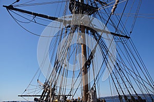 Mast, yardarms, rigging and sails