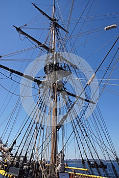 Mast, yardarms, rigging and sails