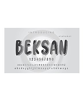 Beksan font. Elegant alphabet letters font and number.