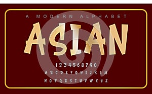 Asian Font. Elegant alphabet letters font set. photo