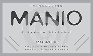 Manio font. Elegant alphabet letters font and number. photo
