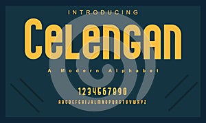 Celengan font. Elegant alphabet letters font and number.